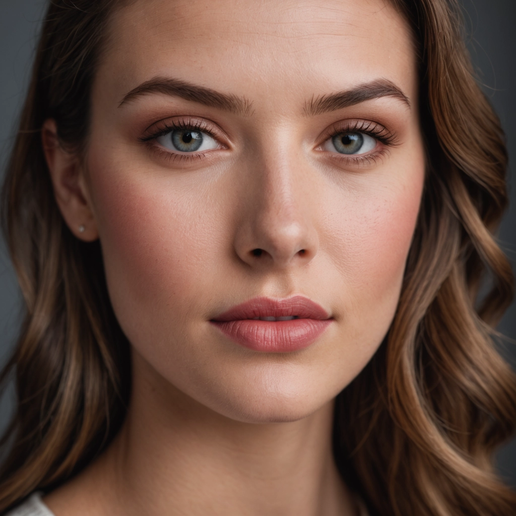 Woman with lip blush and lip filler